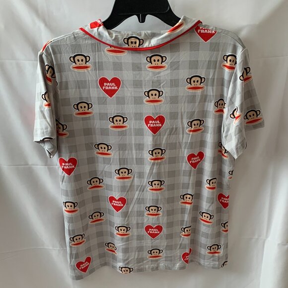 PAUL FRANK Julius Hearts Checkered Pajamas Set in Grey/Red Sz LARGE - Picture 4 of 6